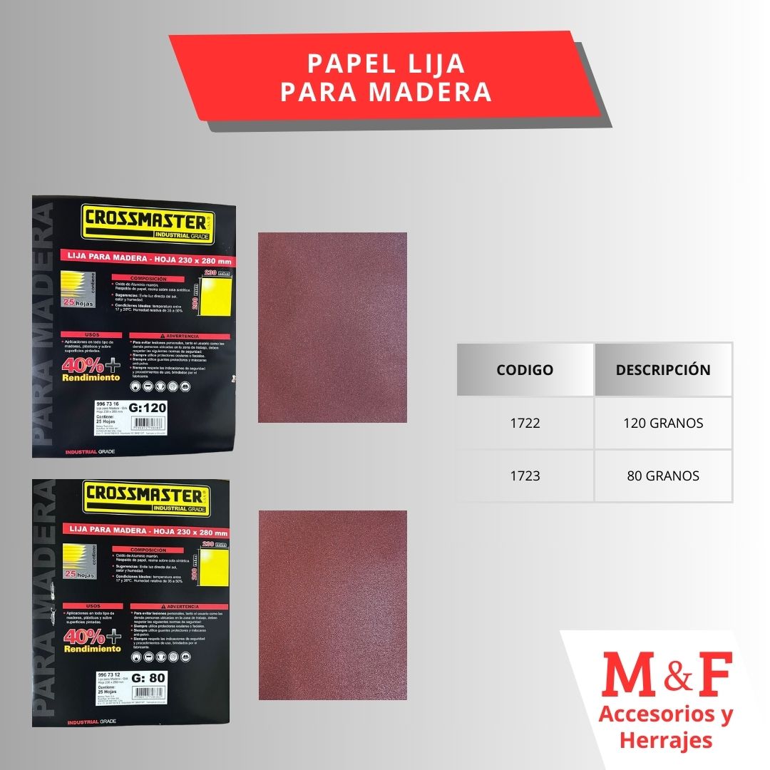 Papel Lija para Madera Grano 90 Crossmaster