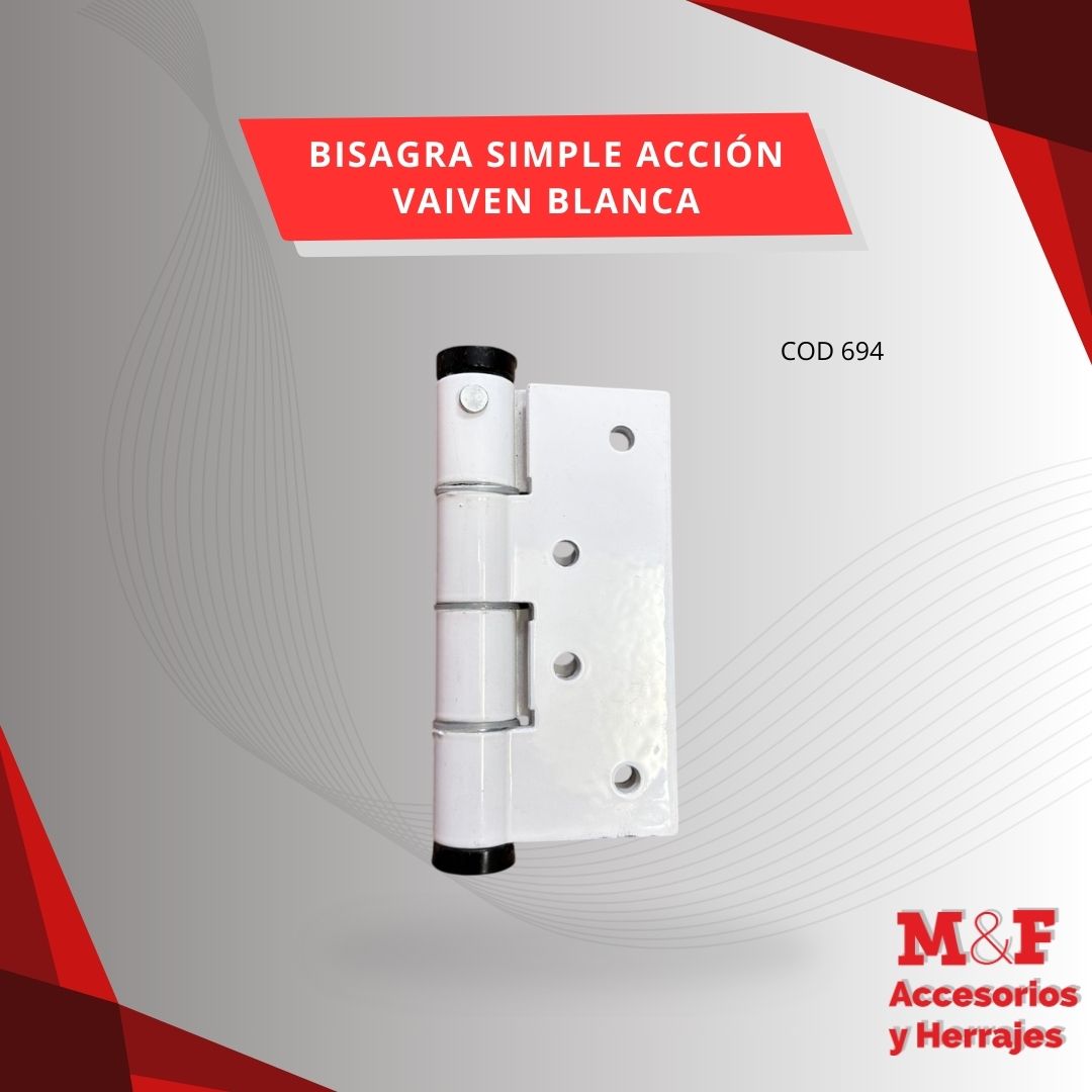 Bisagra Simple Acción Vaiven Blanca 
