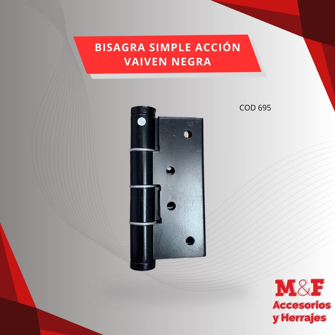Bisagra Simple Acción Vaiven Negra