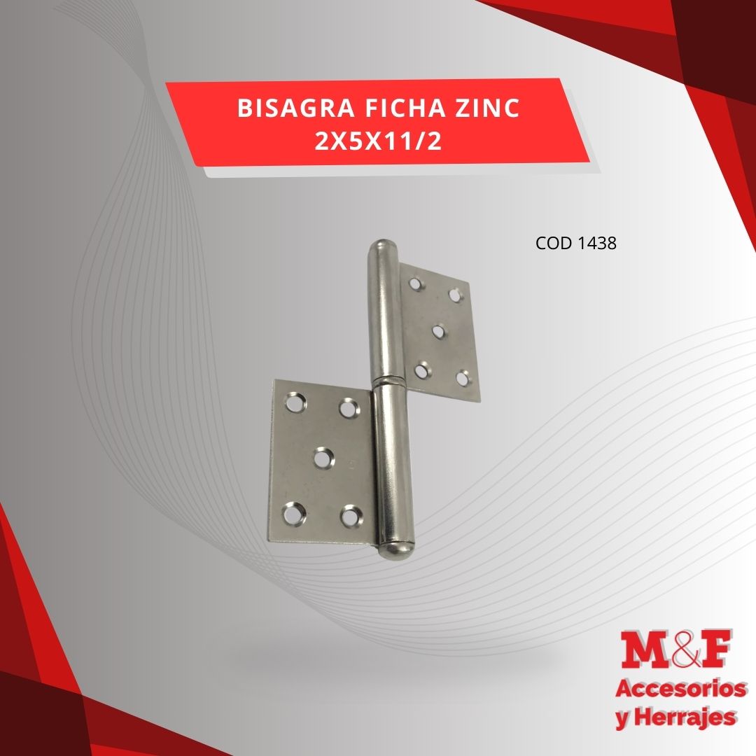 Bisagra Ficha 2x5x11/2 Zincada