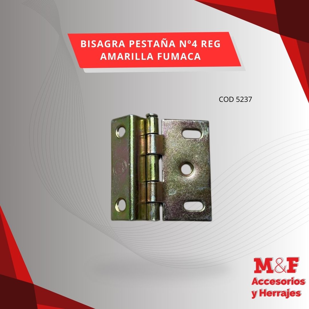 Bisagra Pestaña Nº 4 Regulable Amarilla