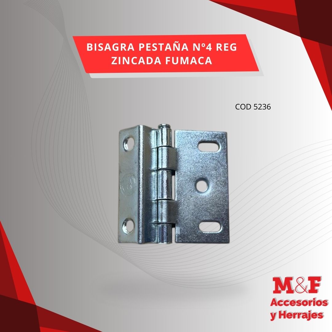 Bisagra Pestaña Nº 4 Regulable Zincada