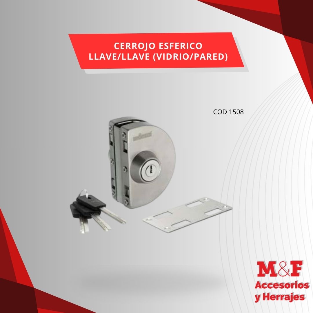 Cerrojo Esferico Llave/Llave (Vidrio-Pared) Brz